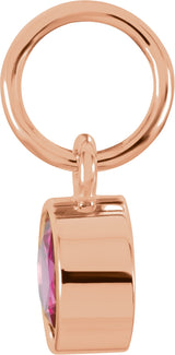 14K Gold Round Ruby Simulated Birthstone Pendant - Rose Gold - view 4