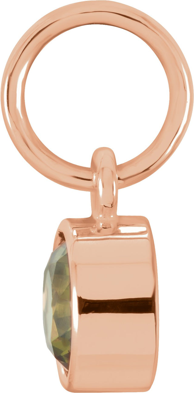 14K Gold Round Peridot Simulated Birthstone Pendant - Rose Gold - view 4