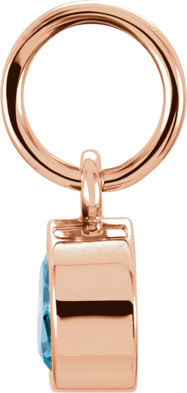 14K Gold Round Blue Zircon Simulated Birthstone Pendant - Rose Gold - view 4