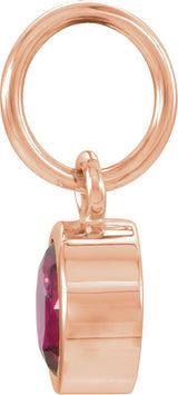 14K Gold Round Mozambique Garnet Simulated Birthstone Pendant - view 4
