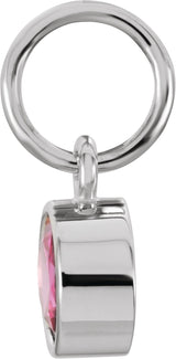 14K Gold Round Ruby Simulated Birthstone Pendant - White Gold - view 4