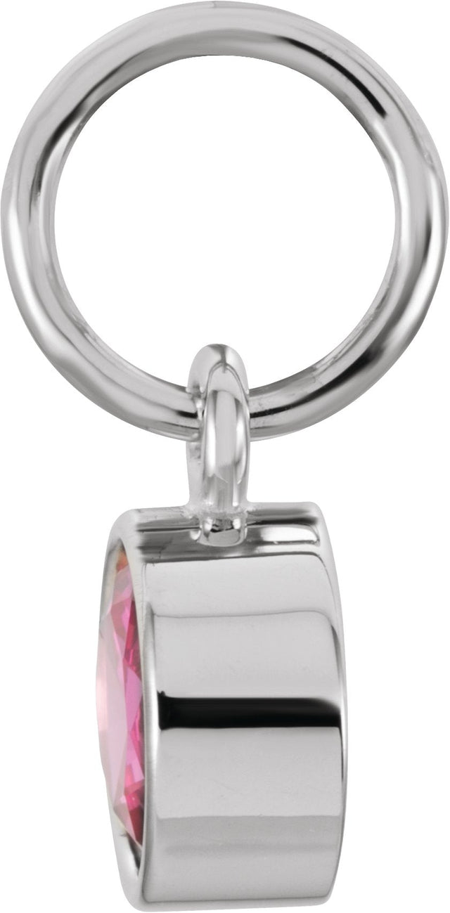 14K Gold Round Ruby Simulated Birthstone Pendant - White Gold - view 4