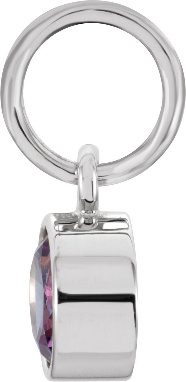 14K Gold Round Alexandrite Simulated Birthstone Pendant - White Gold - view 4