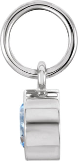 14K Gold Round Aquamarine Simulated Birthstone Pendant - White Gold - view 4