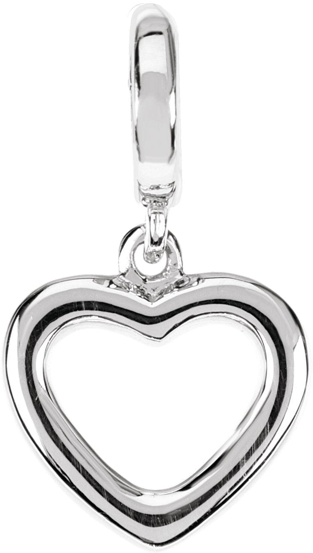 14K Gold Heart Pendant – 19x10mm - White Gold - view 3