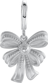 14K Gold Vintage-Inspired Bow Pendant - White Gold