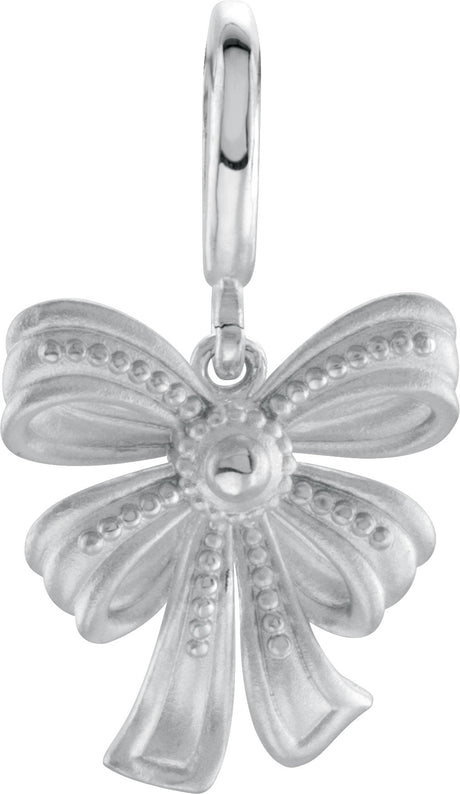 14K Gold Vintage-Inspired Bow Pendant - White Gold