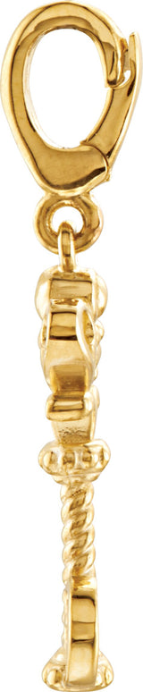 14K Gold Vintage-Inspired Key Pendant - Yellow Gold - view 2