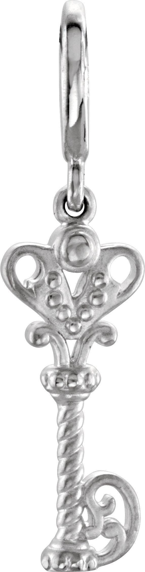 14K Gold Vintage-Inspired Key Pendant - White Gold