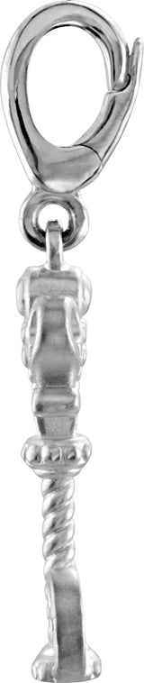 14K Gold Vintage-Inspired Key Pendant - White Gold - view 2