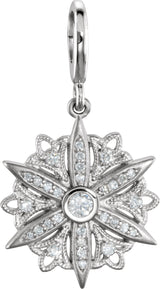 14K Gold Round Natural Diamond Vintage-Inspired Pendant - view 7