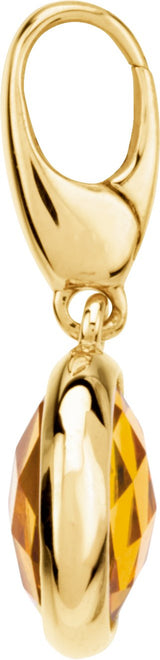 14K Gold Oval Natural Citrine Solitaire Pendant - view 4