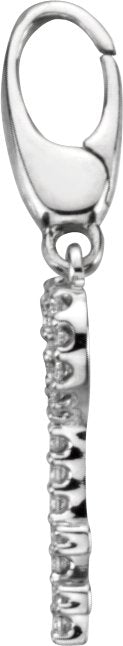 14K Gold Round Natural Diamond Heart & Key Pendant - view 4