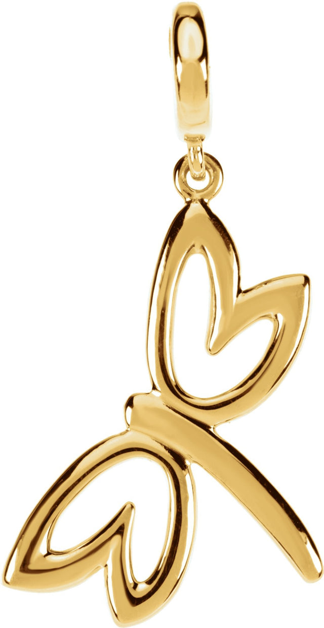 14K Gold Dragonfly Pendant - Yellow Gold
