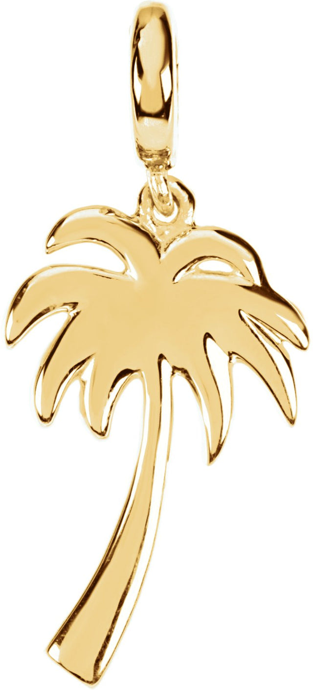 14K Gold Palm Tree Pendant - Yellow Gold