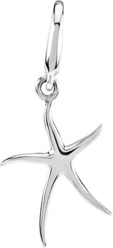 14K Gold Starfish Pendant – 17x17mm - White Gold