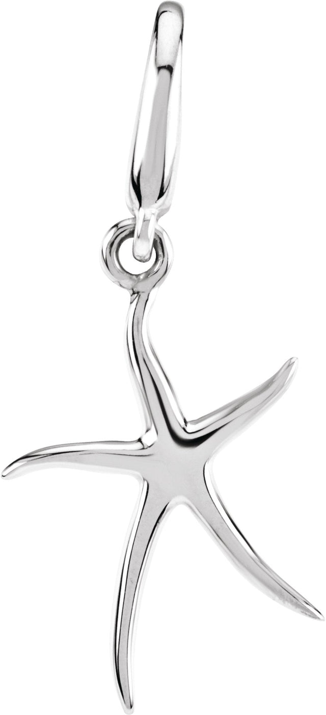 14K Gold Starfish Pendant – 17x17mm - White Gold
