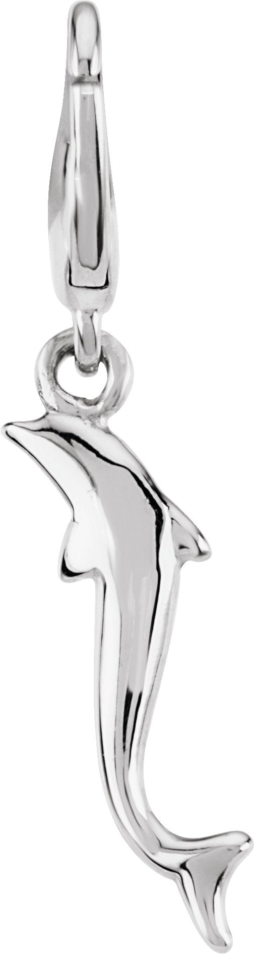 14K Gold Dolphin Pendant - White Gold