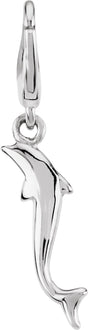 14K Gold Dolphin Pendant - White Gold