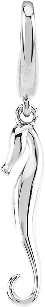 14K Gold Seahorse Pendant - White Gold