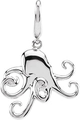 14K Gold Octopus Pendant - White Gold