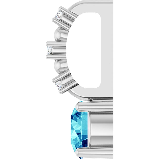 Platinum Round Blue Zircon Accented Pendant - view 9