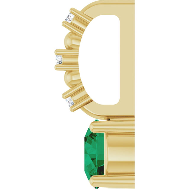 14K Gold Round Emerald Accented Pendant - Yellow Gold - view 9