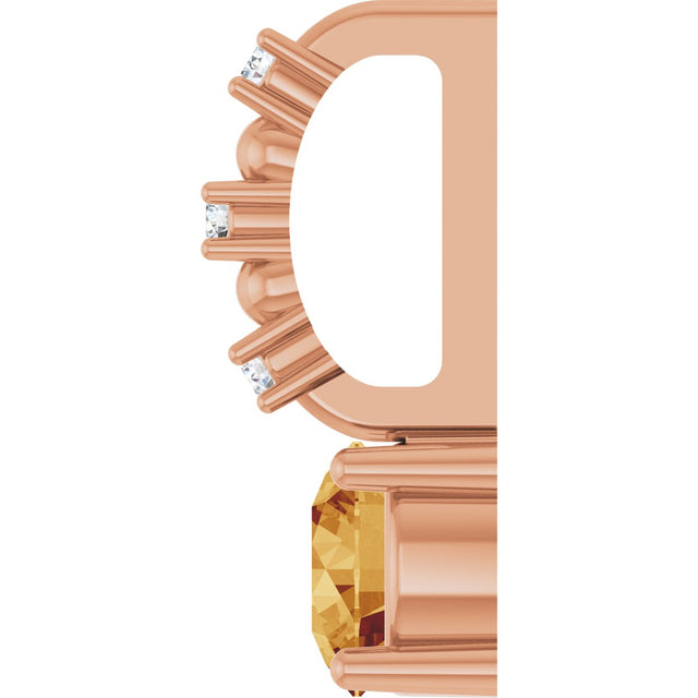 14K Gold Round Citrine Accented Pendant - Rose Gold - view 9