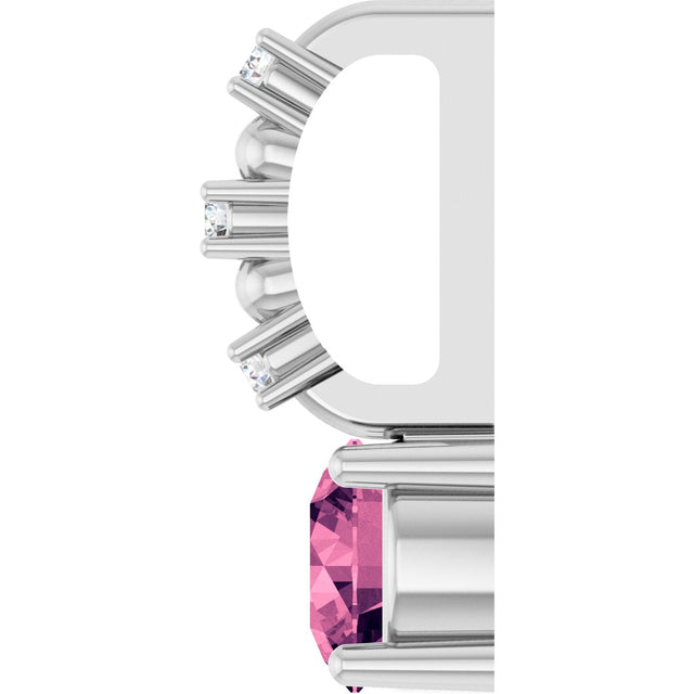 14K Gold Round Pink Tourmaline Accented Pendant - White Gold - view 9