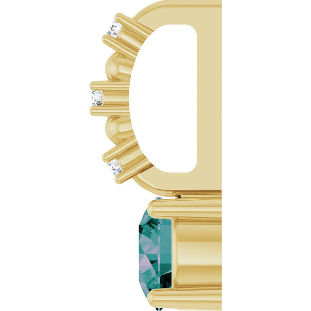 14K Gold Round Alexandrite Accented Pendant - Yellow Gold - view 9