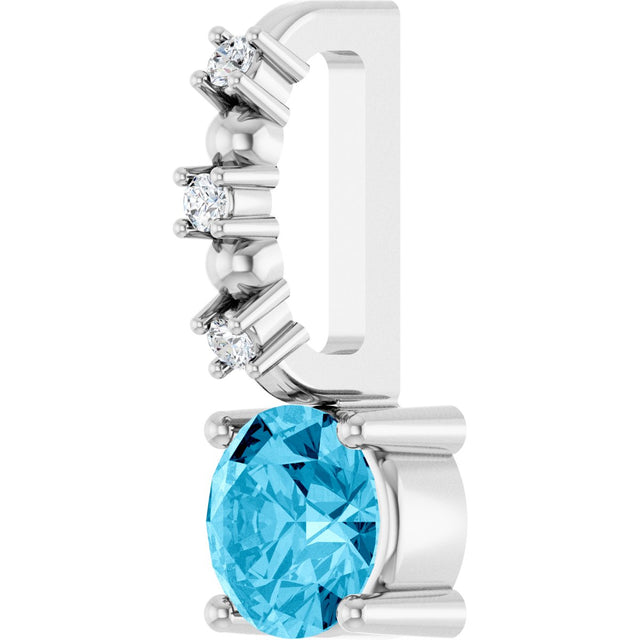 Platinum Round Aquamarine Accented Pendant - view 8