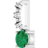 14K Gold Round Lab-Grown Emerald Accented Pendant - White Gold - view 8