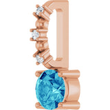 14K Gold Round Blue Zircon Accented Pendant - Rose Gold - view 8