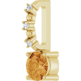 14K Gold Round Citrine Accented Pendant - Yellow Gold - view 8
