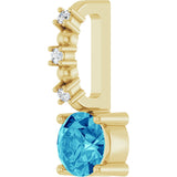 14K Gold Round Blue Zircon Accented Pendant - Yellow Gold - view 8