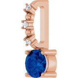 14K Gold Round Blue Sapphire Accented Pendant - Rose Gold - view 8