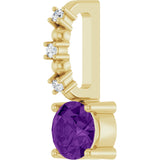 14K Gold Round Amethyst Accented Pendant - Yellow Gold - view 8