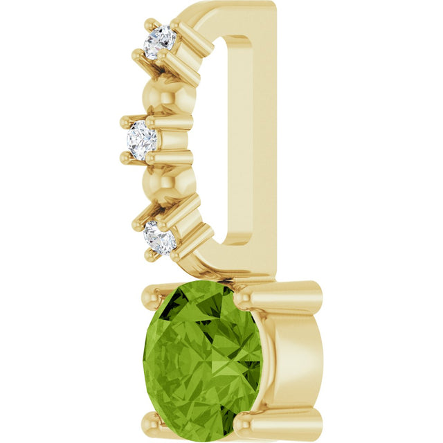 14K Gold Round Peridot Accented Pendant - Yellow Gold - view 8