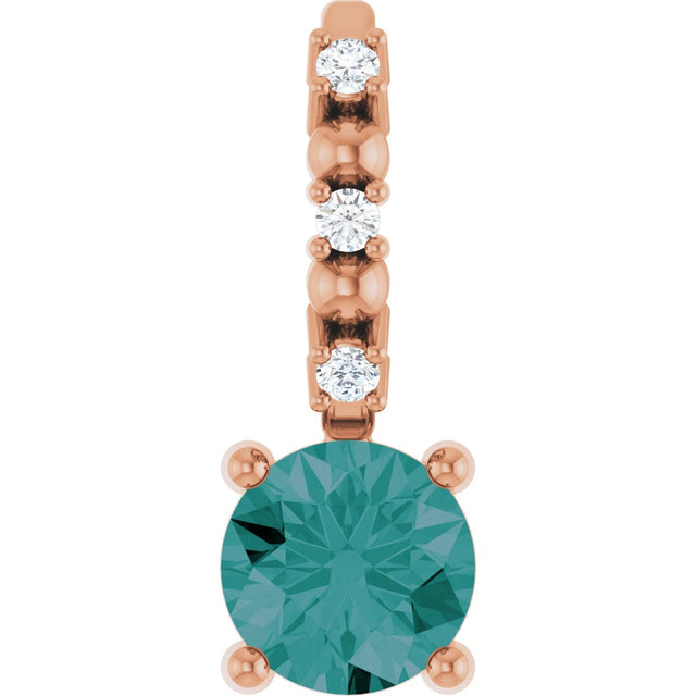14K Gold Round Alexandrite Accented Pendant - Rose Gold - view 7