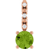 14K Gold Round Peridot Accented Pendant - Rose Gold - view 7