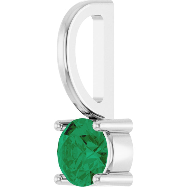 Platinum Round Lab-Grown Emerald Solitaire Pendant - view 8