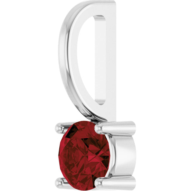 Platinum Round Mozambique Garnet Solitaire Pendant - view 8