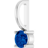 Platinum Round Lab-Grown Blue Sapphire Solitaire Pendant - view 8