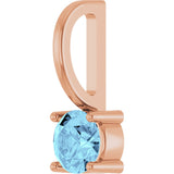 14K Gold Round Aquamarine Solitaire Pendant - Rose Gold - view 8