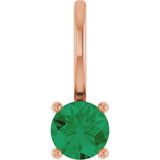 14K Gold Round Lab-Grown Emerald Solitaire Pendant - Rose Gold - view 7
