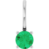 14K Gold Round Emerald Solitaire Pendant - White Gold - view 7