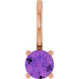 14K Gold Round Amethyst Solitaire Pendant - Rose Gold - view 7