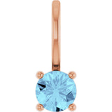 14K Gold Round Aquamarine Solitaire Pendant - Rose Gold - view 7