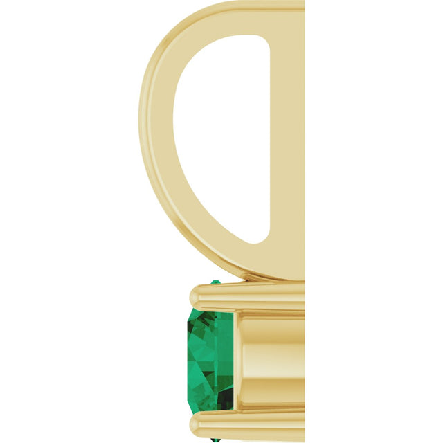 14K Gold Round Lab-Grown Emerald Solitaire Pendant - Yellow Gold - view 9
