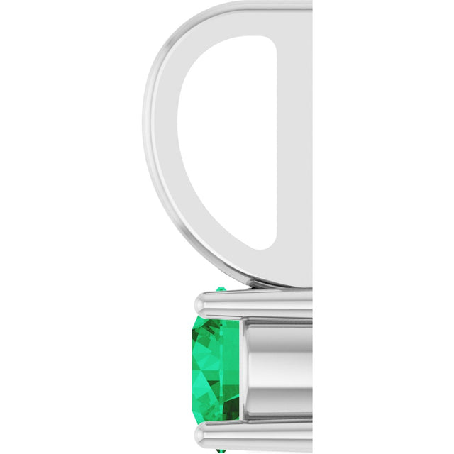 Platinum Round Emerald Solitaire Pendant - view 9